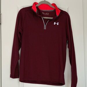 Under Armour Crimson and Maroon Quarter-Zip Top